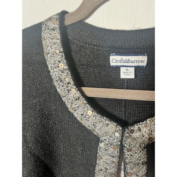 Croft & Barrow Womens Wool Cardigan Sweater Size XL Sequin Special Occasion MOB - Picture 2 of 10